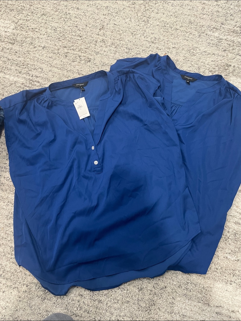 Banana Republic Cobalt Blue Henley-Style Blouse